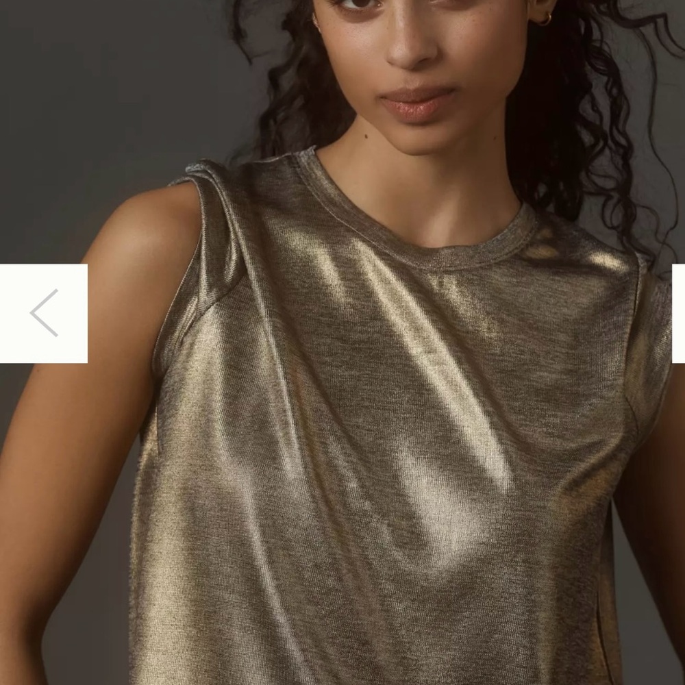 Anthroogie Elegant Gold and Cream Sleeveless Muscle Tee